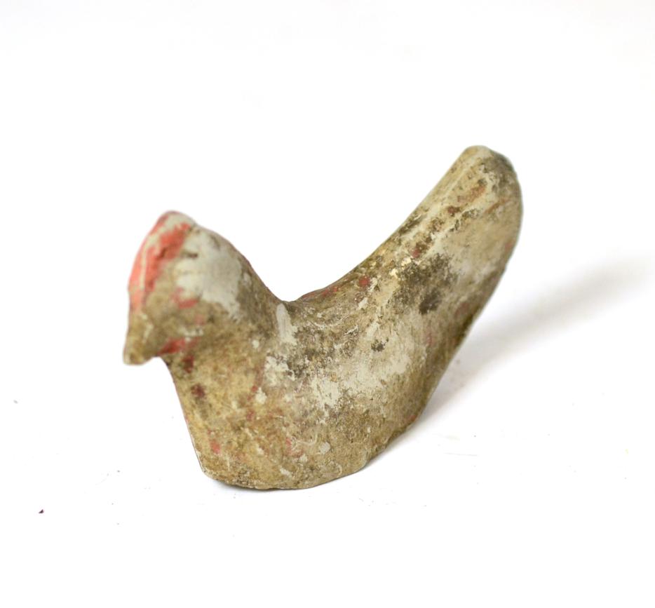 Lot 242 - An unusual Chinese Han Dynasty model of a chicken, circa 200BC-200AD, traces of polychrome and...