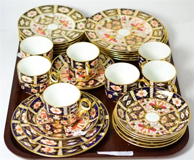 Lot 273 - A group of Royal Crown Derby Imari pattern tea/coffee wares (on two trays)