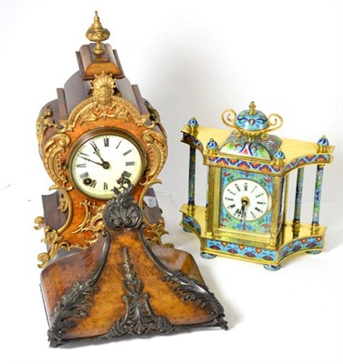 Lot 279 - A striking bracket clock with wall bracket, movement stamped Lenzkirch and a modern champleve...