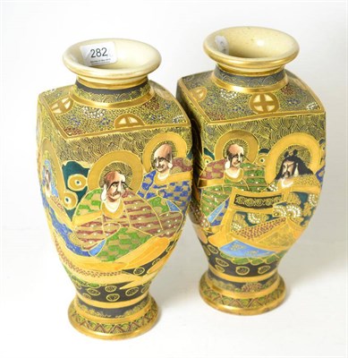 Lot 282 - Pair of early 20th century Satsuma vases