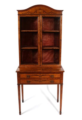 Lot 782 - A Victorian Satinwood and Marquetry Inlaid Display Cabinet, stamped Edwards & Roberts, late...