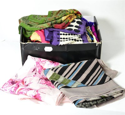 Lot 293 - Assorted silk and other scarves, including Jaeger, Jacqmar, Dior, Burberry, Richard Allan,...