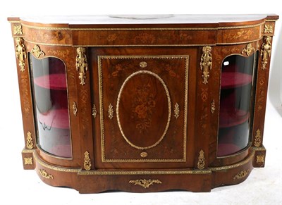 Lot 785 - A Victorian Figured Walnut, Marquetry Inlaid and Gilt Metal Mounted Credenza, circa 1860, of...