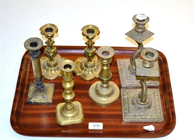 Lot 309 - Brass candlesticks