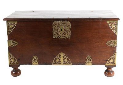 Lot 786 - A Dutch Colonial and Brass Mounted Teak Chest, late 18th/early 19th century, with hinged lid...