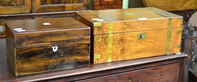 Lot 342 - A Victorian brass bound walnut writing slope and a Victorian rosewood travelling box (2)