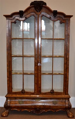 Lot 790 - A Dutch Walnut Dome Top Display Cabinet, late 19th century, in 17th century style, the domed...