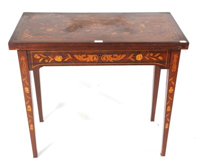 Lot 792 - A Dutch Mahogany and Marquetry Inlaid Foldover Card Table, late 18th century, with hinged leaf...