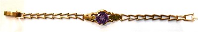 Lot 360 - An Eastern European bracelet, set with a synthetic sapphire imitating alexandrite, bears a hallmark