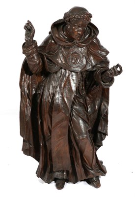 Lot 793 - A Late 18th/Early 19th  Century Carved Oak Italian Figure possibly Saint Thomas Aquinas,...