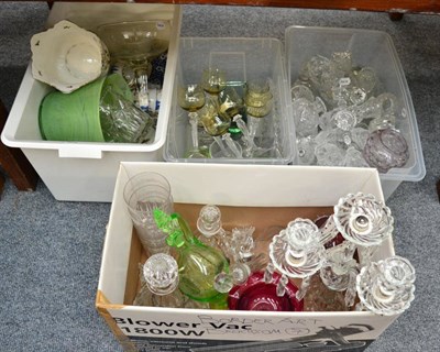 Lot 1063 - A large accumulation of glass including candelabrum together with assorted ceramics (in four boxes)