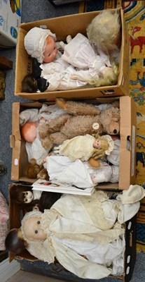 Lot 1069 - A quantity of bisque head dolls including Armand Marseille (some a.f.), and a collection of...
