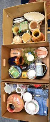 Lot 1071 - A collection of Art Deco ceramics, glassware, metal wares and other similar items (in three boxes)