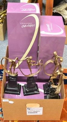 Lot 1079 - Coalport Collectables, a group of four Art Deco bronze resin figures ";Ring of Hope";, ";Dance...