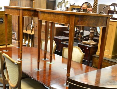 Lot 1124 - A pair of mid 20th century walnut side tables and a set of four French style dining chairs (6)