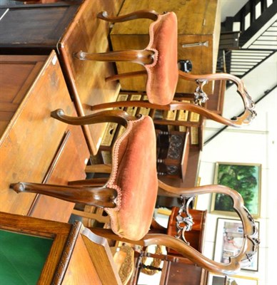 Lot 1127 - Three Victorian carved mahogany dining chairs together with a mahogany shoe cupboard