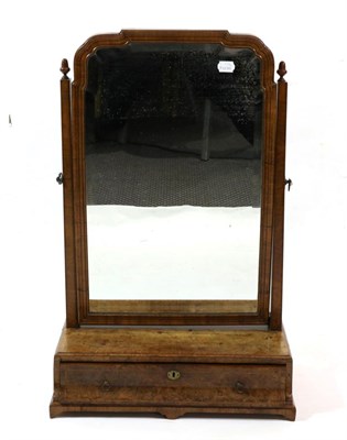 Lot 812 - A George II Burr Walnut and Feather Banded Dressing Table Mirror, 18th century, the bevelled...