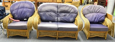 Lot 1154 - Three piece wicker conservatory suite