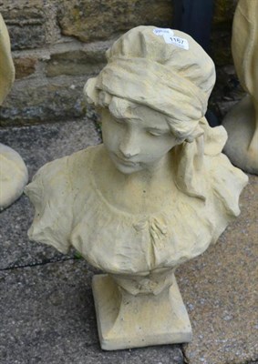 Lot 1167 - A composition garden bust of a classical figure