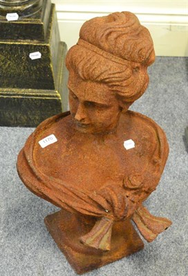 Lot 1170 - A weathered metal bust of a classical maiden