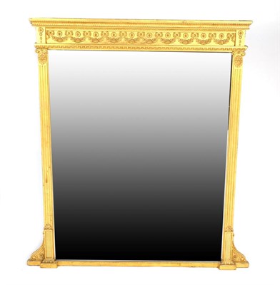 Lot 818 - A Victorian Gilt and Gesso Overmantel Mirror, 3rd quarter 19th century, the bevelled glass...