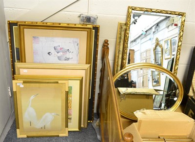 Lot 1188 - A group of three mirrors and three prints including one after Gustav Klimt and a poster from...