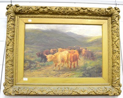 Lot 1192 - C Harland (19th century school), cattle in a landscape oil on canvas, signed and dated 1882, in...