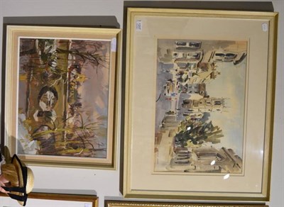 Lot 1207 - Angus Rands, Stamford in Lincolnshire and Winter Sunshine, an oil and a watercolour (2)