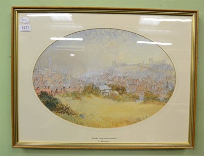 Lot 1211 - Attributed to George Weatherill, Whitby from Meadowfields, heightened watercolour