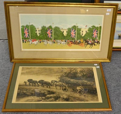 Lot 1214 - Etching by Herbert Discksie ";The Crest of the Hill"; and anotther print (2)