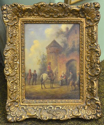 Lot 1247 - H. Busch, mounted figure by an archway, oil on panel