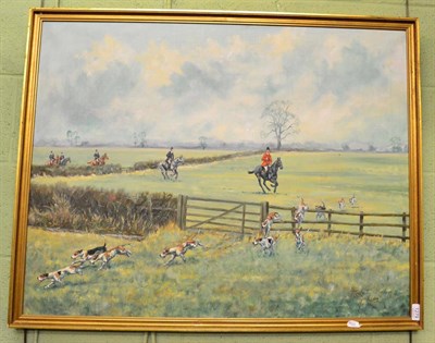 Lot 1279 - T. Crew, hunting picture, 1982, oil