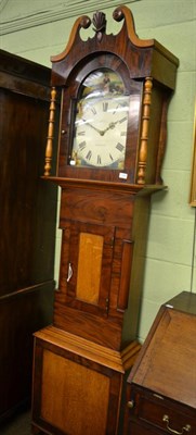 Lot 1293 - A 19th century longcase clock, the painted arch dial signed J R Unthank? Stokesley