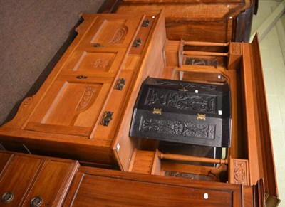 Lot 1301 - A large late 19th century light oak mirrored back sideboard with Art Nouveau motifs and...