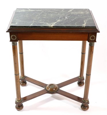 Lot 829 - A 19th Century Mahogany and Gilt Metal Mounted Empire Style Side Table, the green and white...