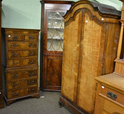 Lot 1303 - A reproduction chest on chest and a wardrobe