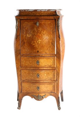 Lot 831 - A French Louis XV Style Rosewood and Floral Marquetry Secretaire à Abattant, late 19th...