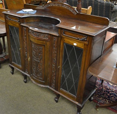 Lot 1327 - Late Victorian mahogany side cabinet with leaded glazed doors