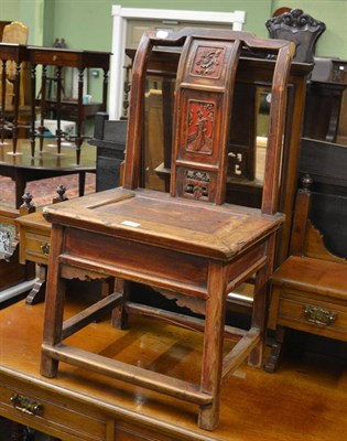 Lot 1333 - A small Chinese chair fitted with a drawer