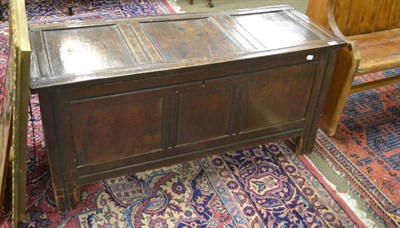 Lot 1338 - A late 18th century panelled oak blanket chest