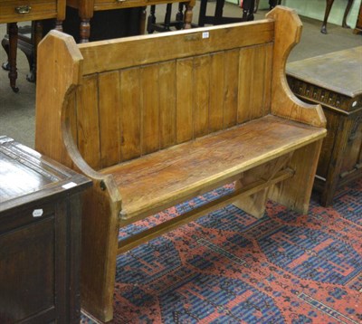 Lot 1339 - Pine pew with a brass plaque, inscribed Lowdhan Chapel 1860-1986