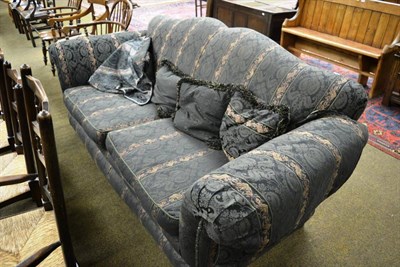 Lot 1354 - A modern ";Medallion"; two seater settee in a grey damask striped upholstery