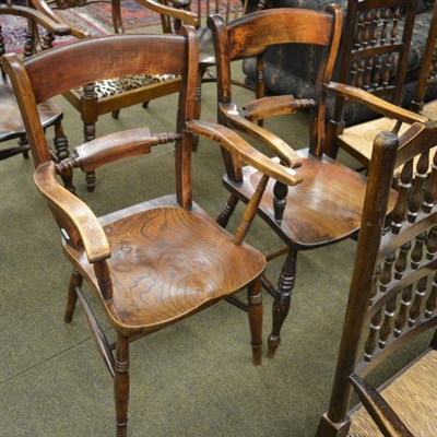 Lot 1358 - A pair of country style armchairs with turned legs