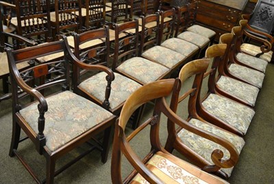 Lot 1360 - A set of seven 19th century dining chairs with drop in seats, including one carver