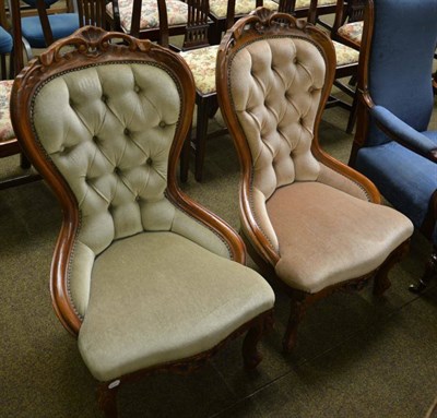 Lot 1368 - Two reproduction button back chairs