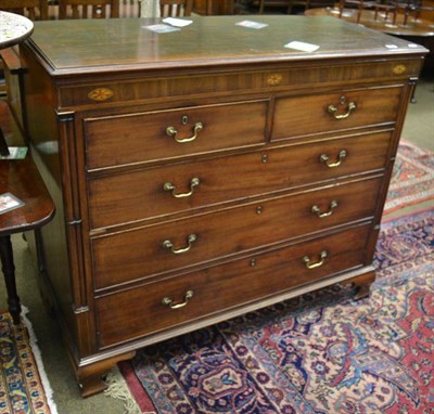 Lot 1381 - Late George III mahogany four height chest on ogee bracket feet