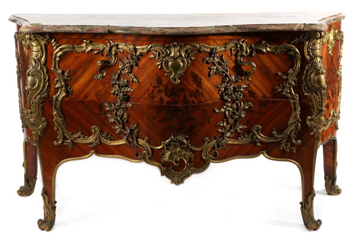 Lot 840 - A Louis XV Style Tulipwood, Purpleheart and Gilt Metal Mounted Commode, in the manner of Pierre...