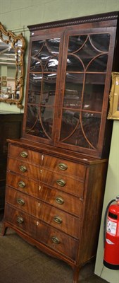 Lot 1418 - A George III mahogany bureau bookcase