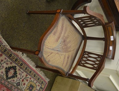 Lot 1427 - An Edwardian inlaid corner armchair