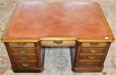 Lot 846 - A Mahogany Coffee Table in the Form of Inverted Breakfront Partner's Desk, modern, with a...